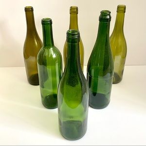 Green glass wine bottles, set of 6